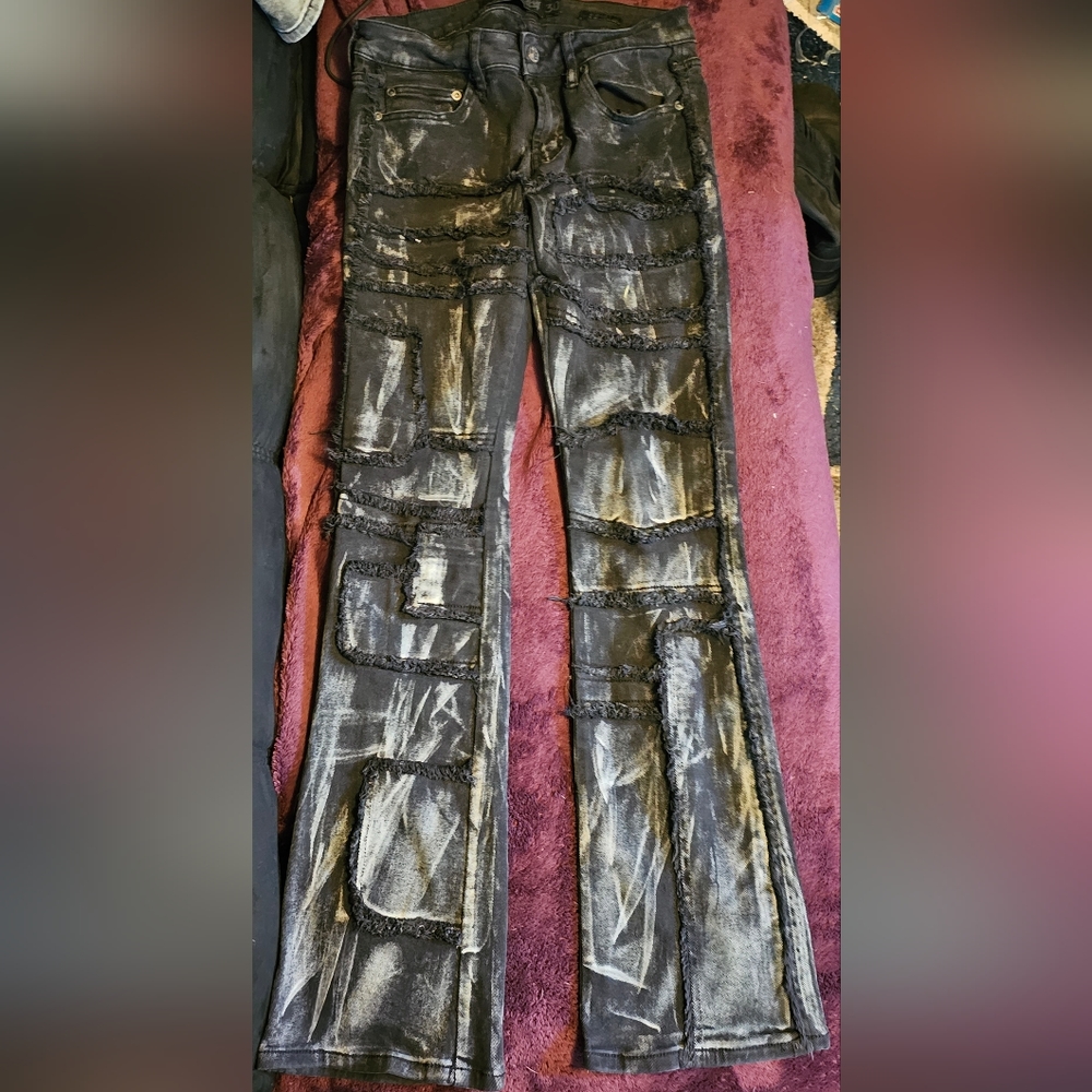 Wornstar Size 30 Black & Grey Distressed Jeans